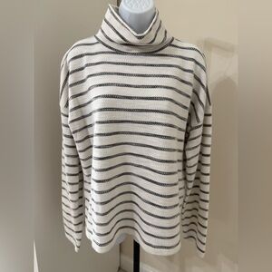 J. Crew Striped Turtleneck Sweater - Black and White Sz L